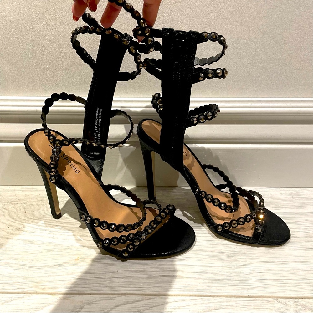 Call it Spring gold gemstone heels